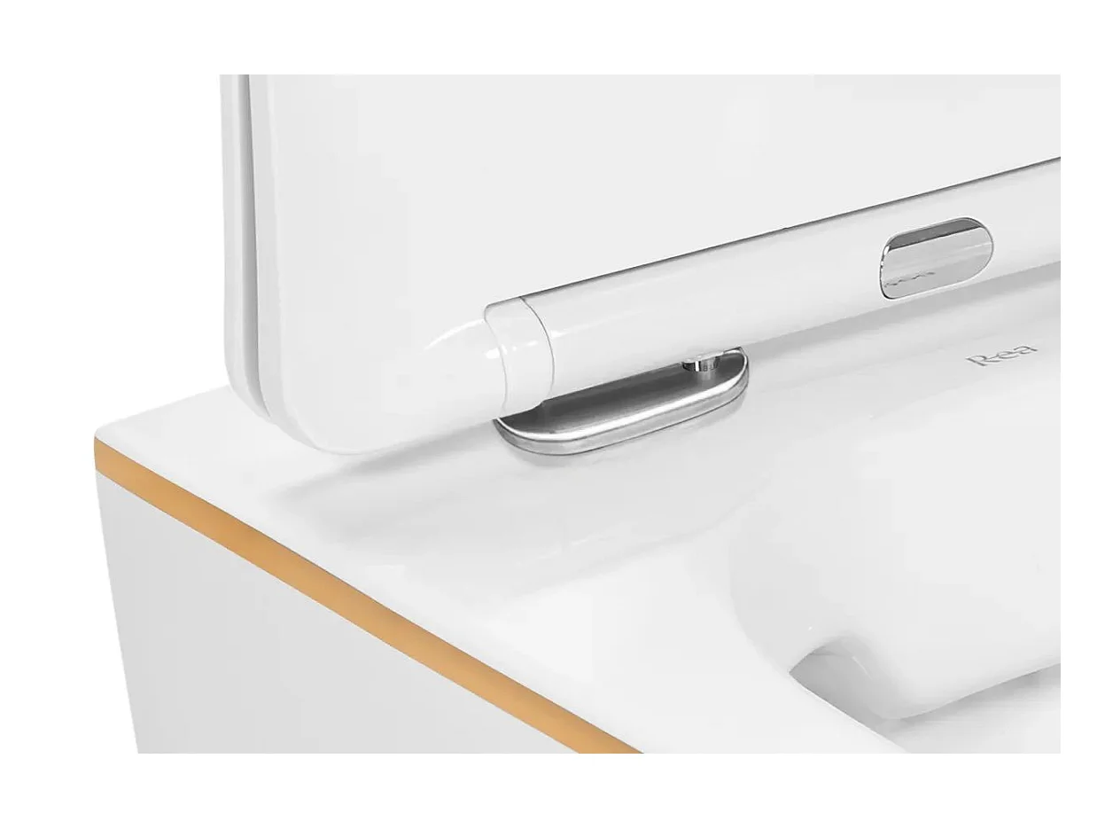 Cuvette WC suspendue Rea Carlo Mini Rimless Dur/Flat/ZM Blanc/Or