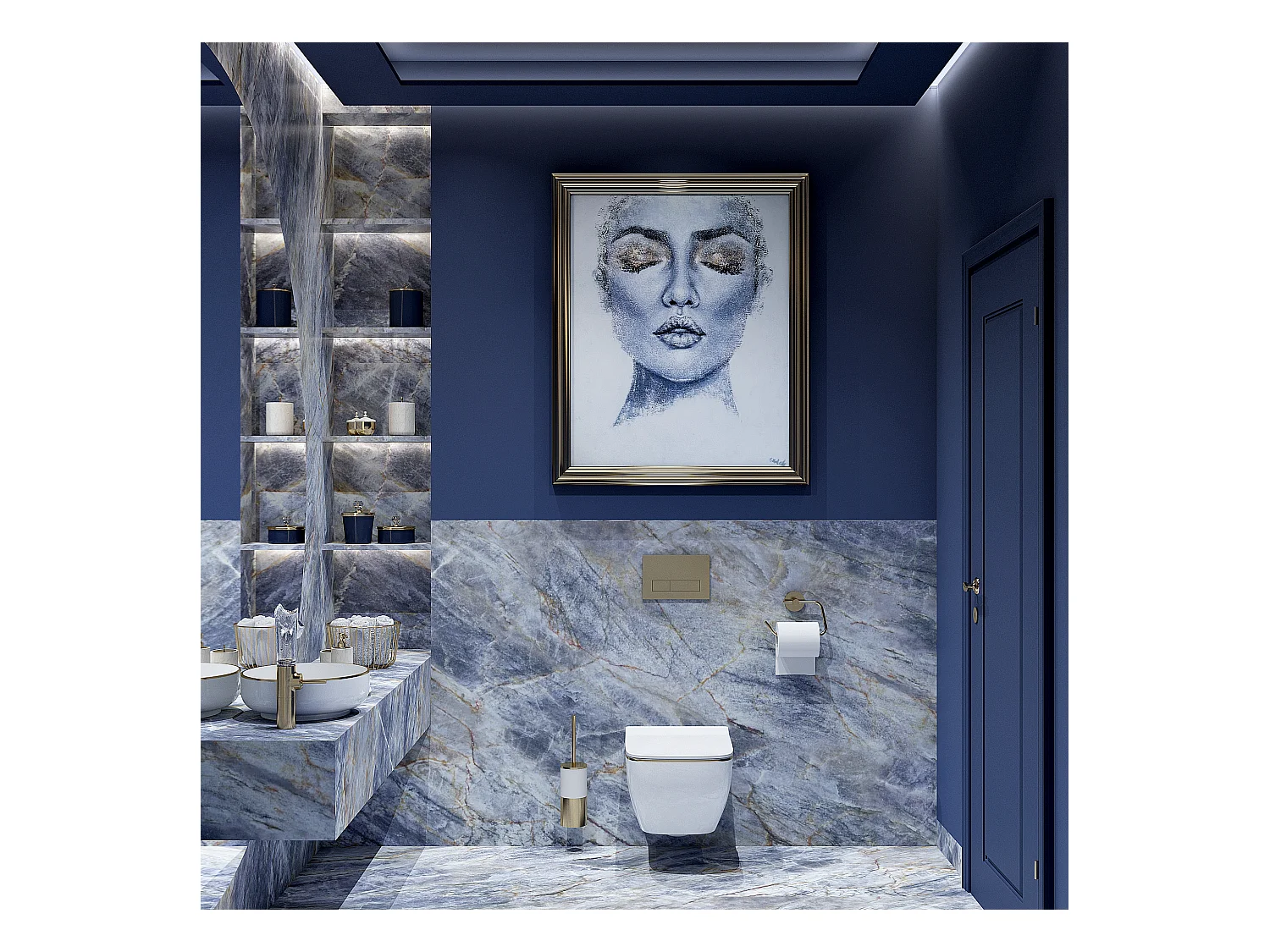 Cuvette WC suspendue Rea Carlo Mini Rimless Dur/Flat/ZM Blanc/Or