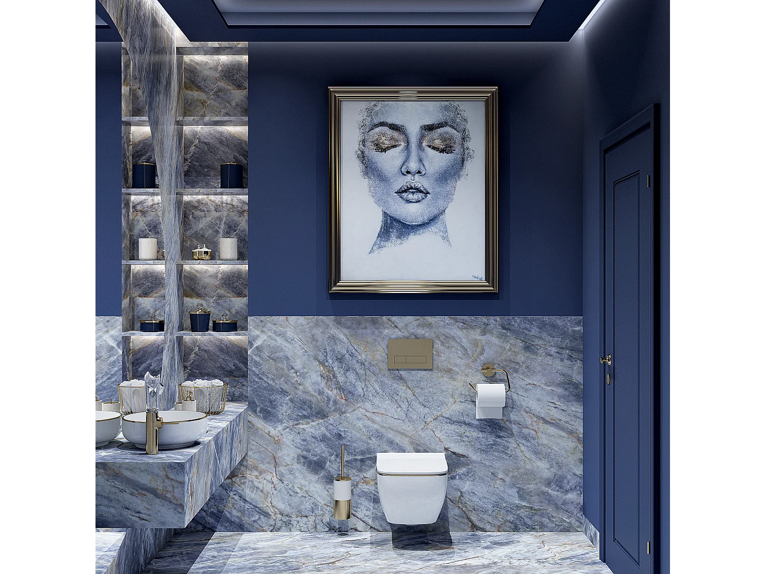 Cuvette WC suspendue Rea Carlo Mini Rimless Dur/Flat/ZM Blanc/Or