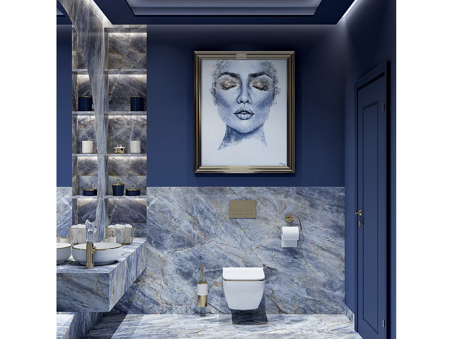 Cuvette WC suspendue Rea Carlo Mini Rimless Dur/Flat/ZM Blanc/Or