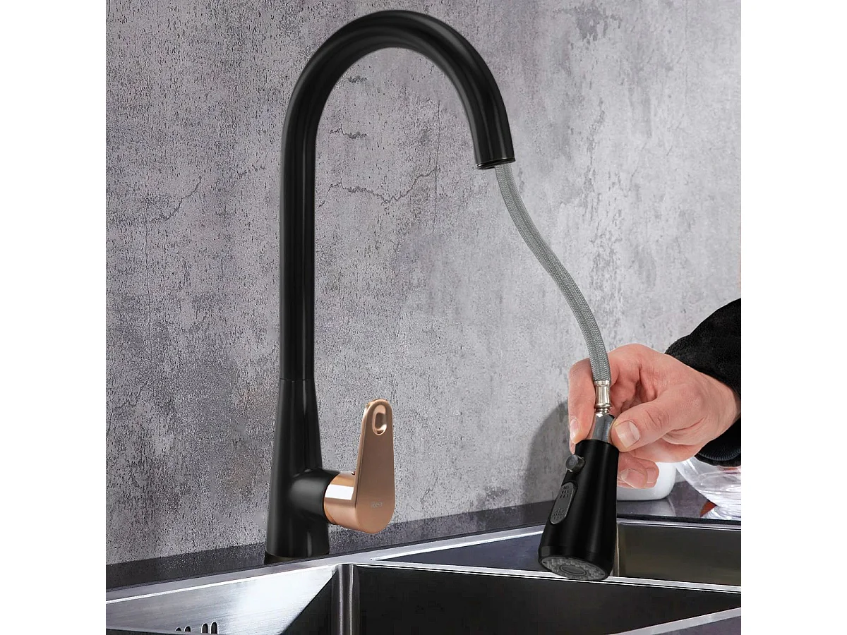 Robinet De Cuisine Rea Mild Black/Rose Gold