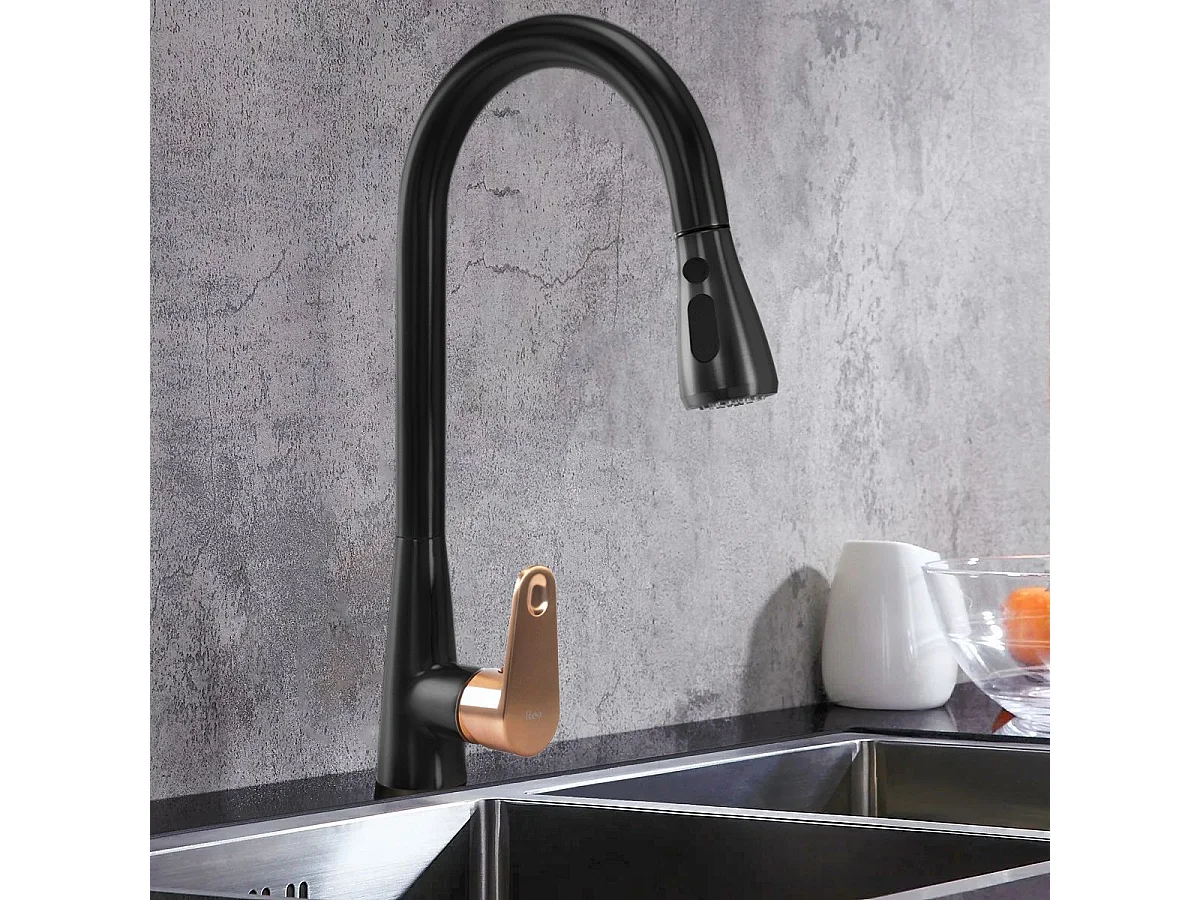 Robinet De Cuisine Rea Mild Black/Rose Gold