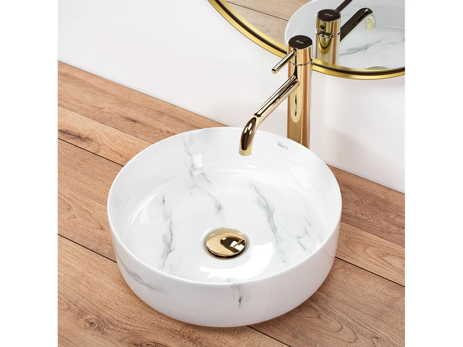 Lavabo Sobre Encimera Rea Sami Nature Marble White
