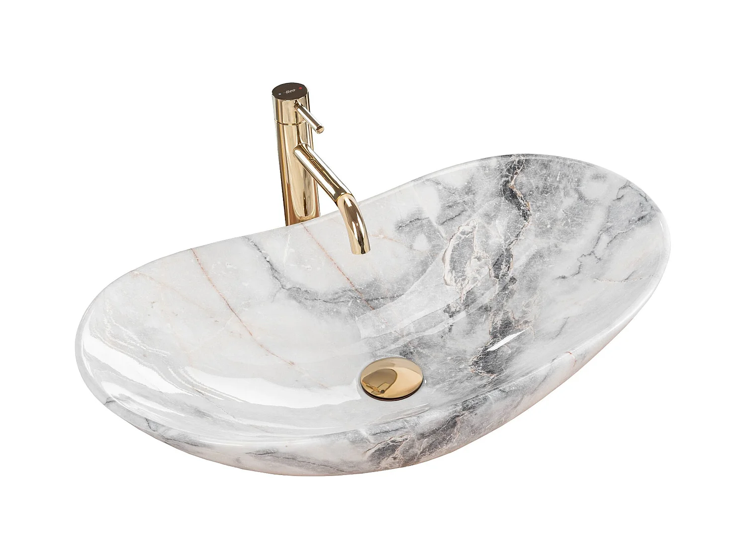 Opzetwastafel Rea Royal Granit Shiny White