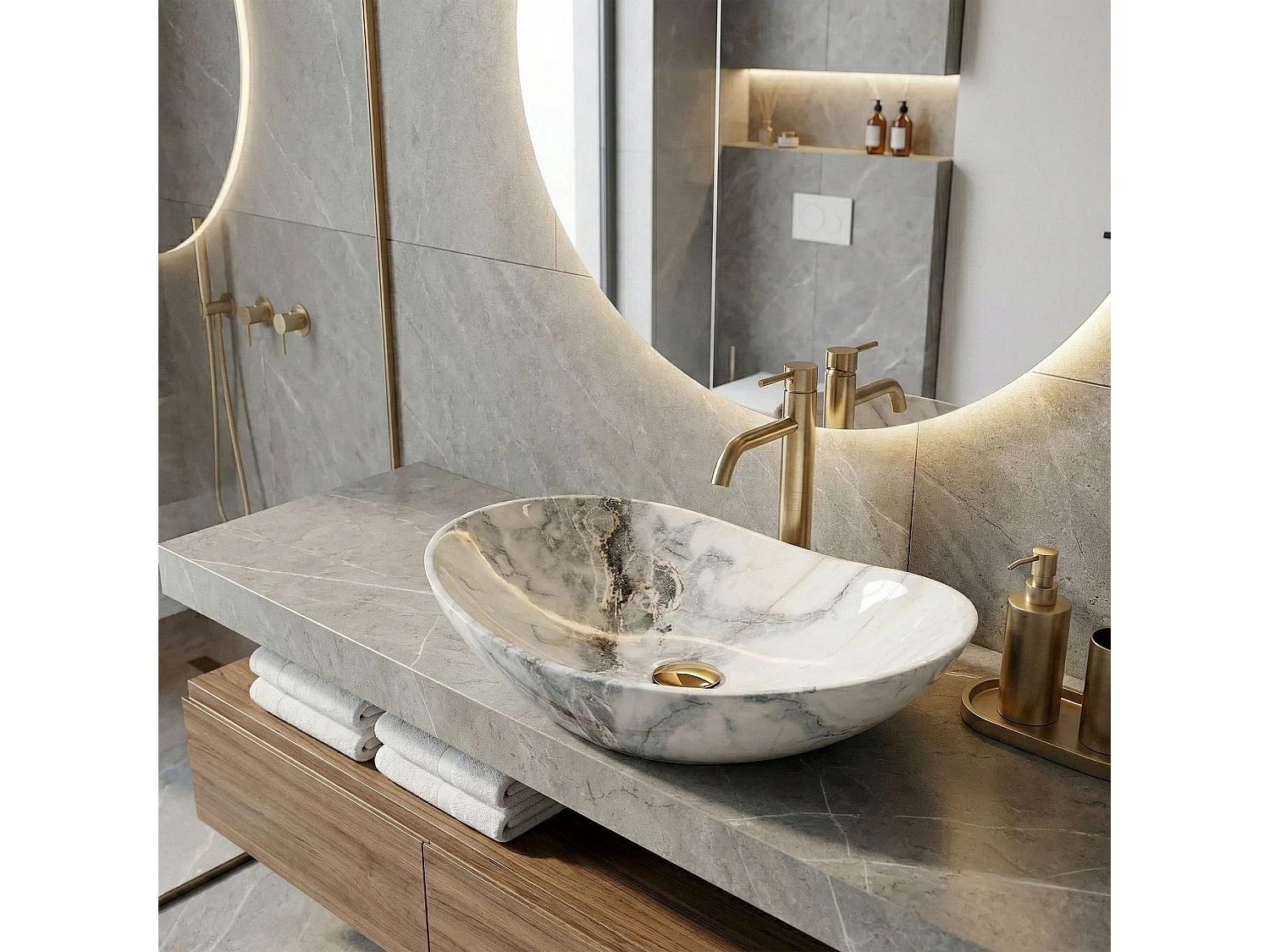 Vasque À Poser Rea Royal Granit Shiny White