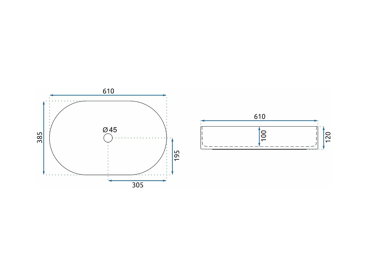 Lavabo Da Appoggio Rea Nadia 60 White