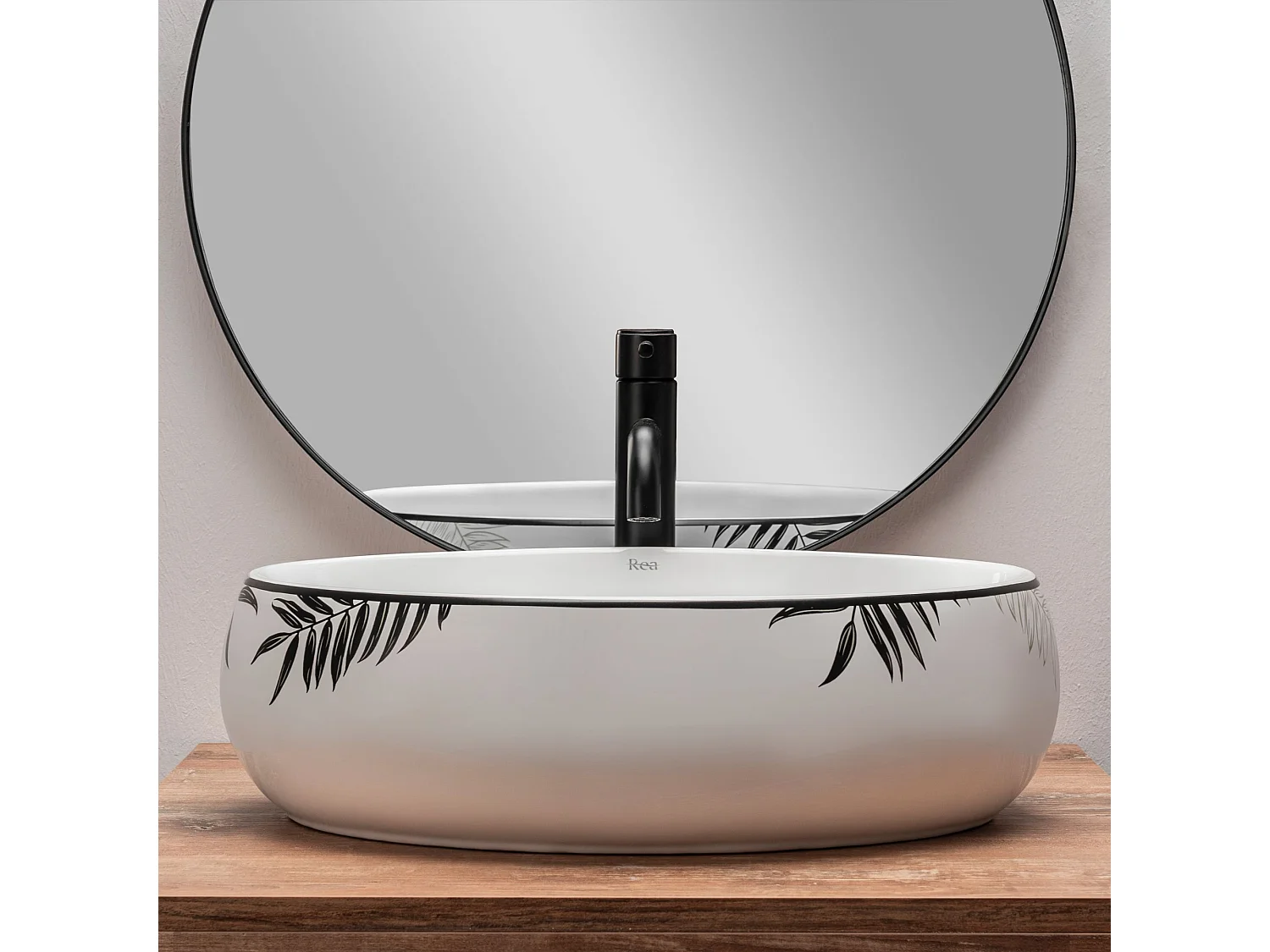 Vasque À Poser Rea Shila White Black