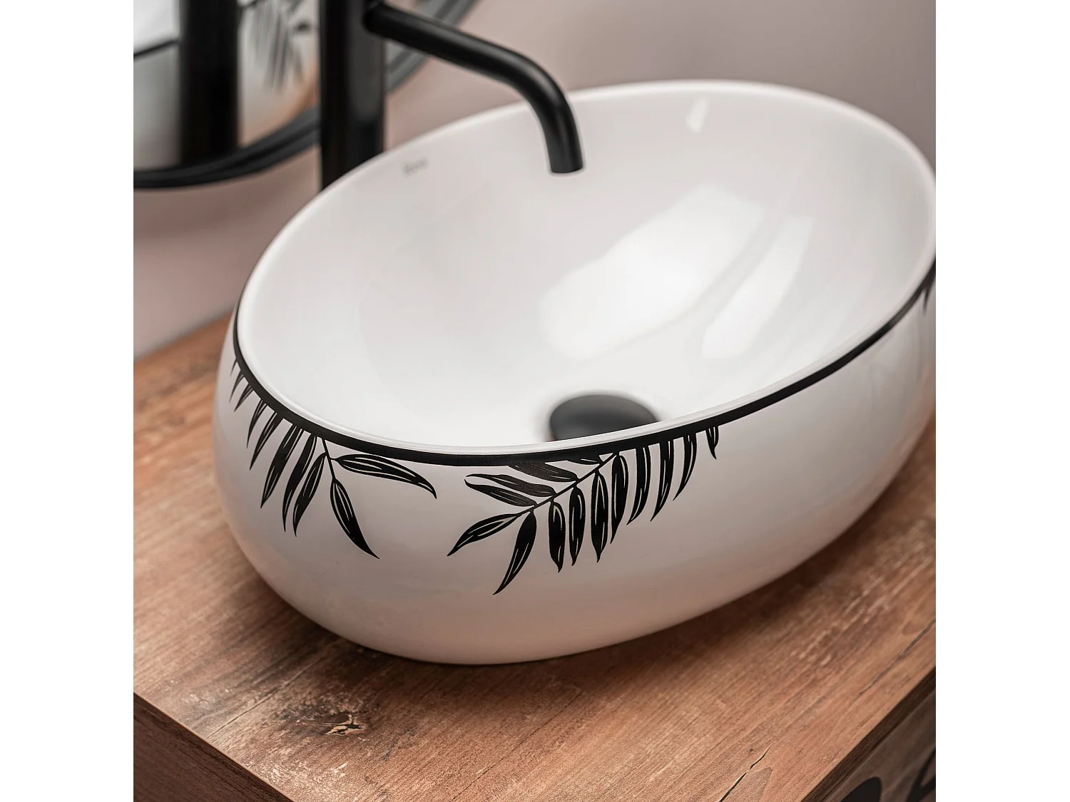 Vasque À Poser Rea Shila White Black