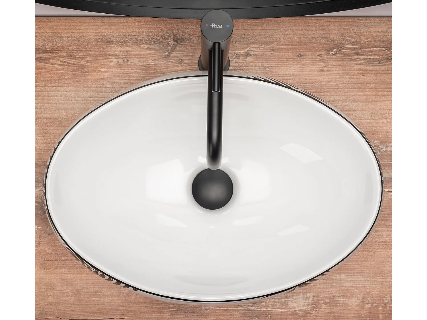 Vasque À Poser Rea Shila White Black