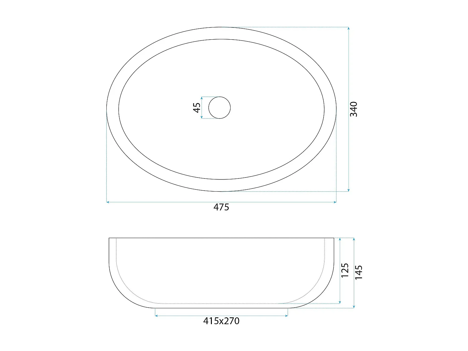 Vasque À Poser Rea Shila White Black