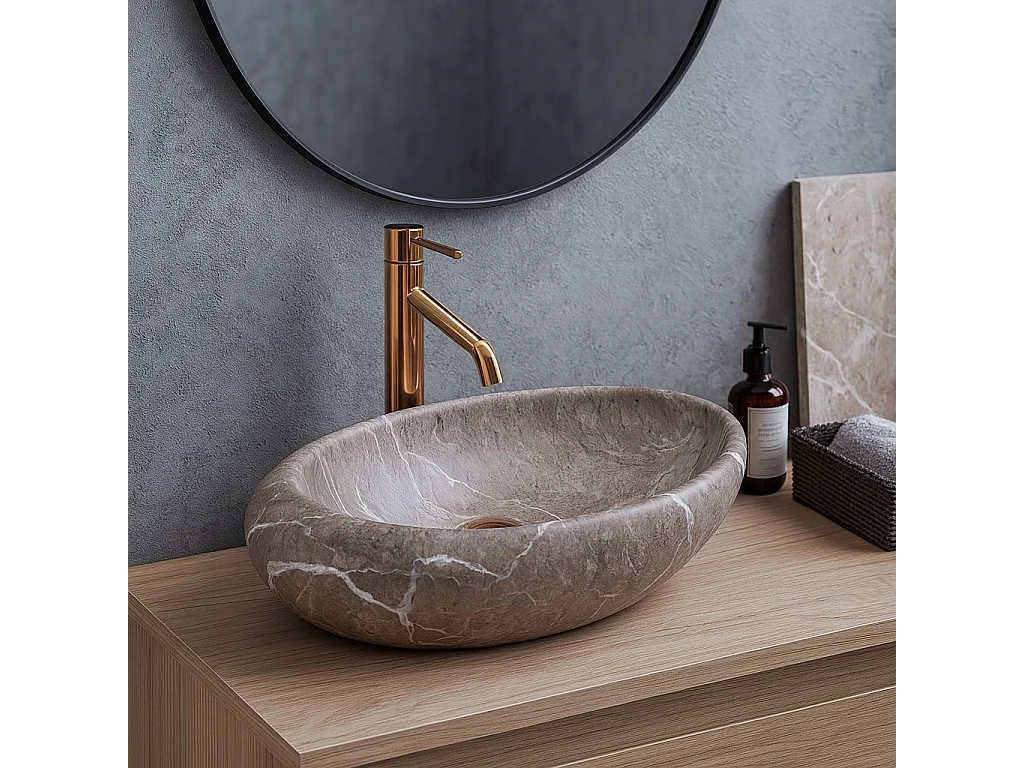 Lavabo Sobre Encimera Rea Roxy B Stone Nature Grey