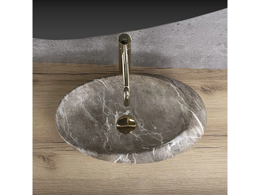 Lavabo Sobre Encimera Rea Roxy B Stone Nature Grey