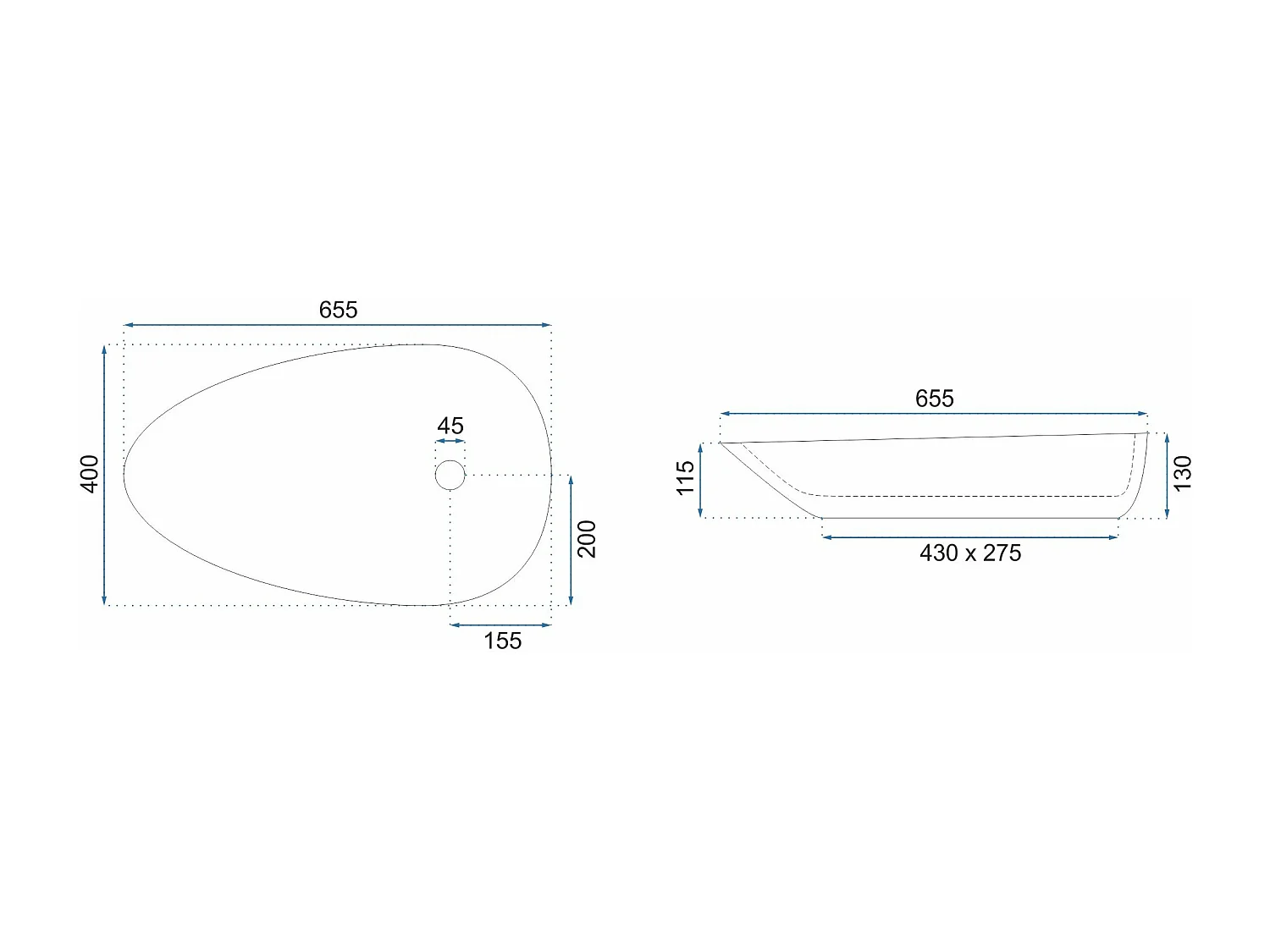Lavabo Da Appoggio Rea Greta 65 White