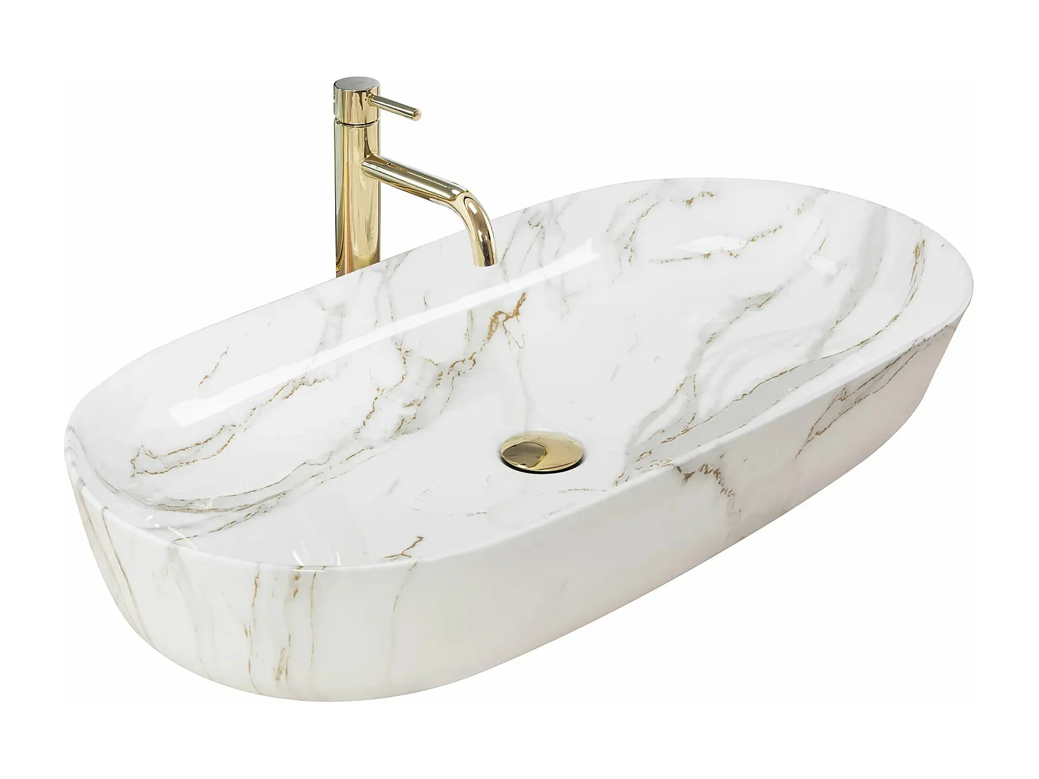 Lavabo Da Appoggio Rea Cleo 81 Shiny Aiax White