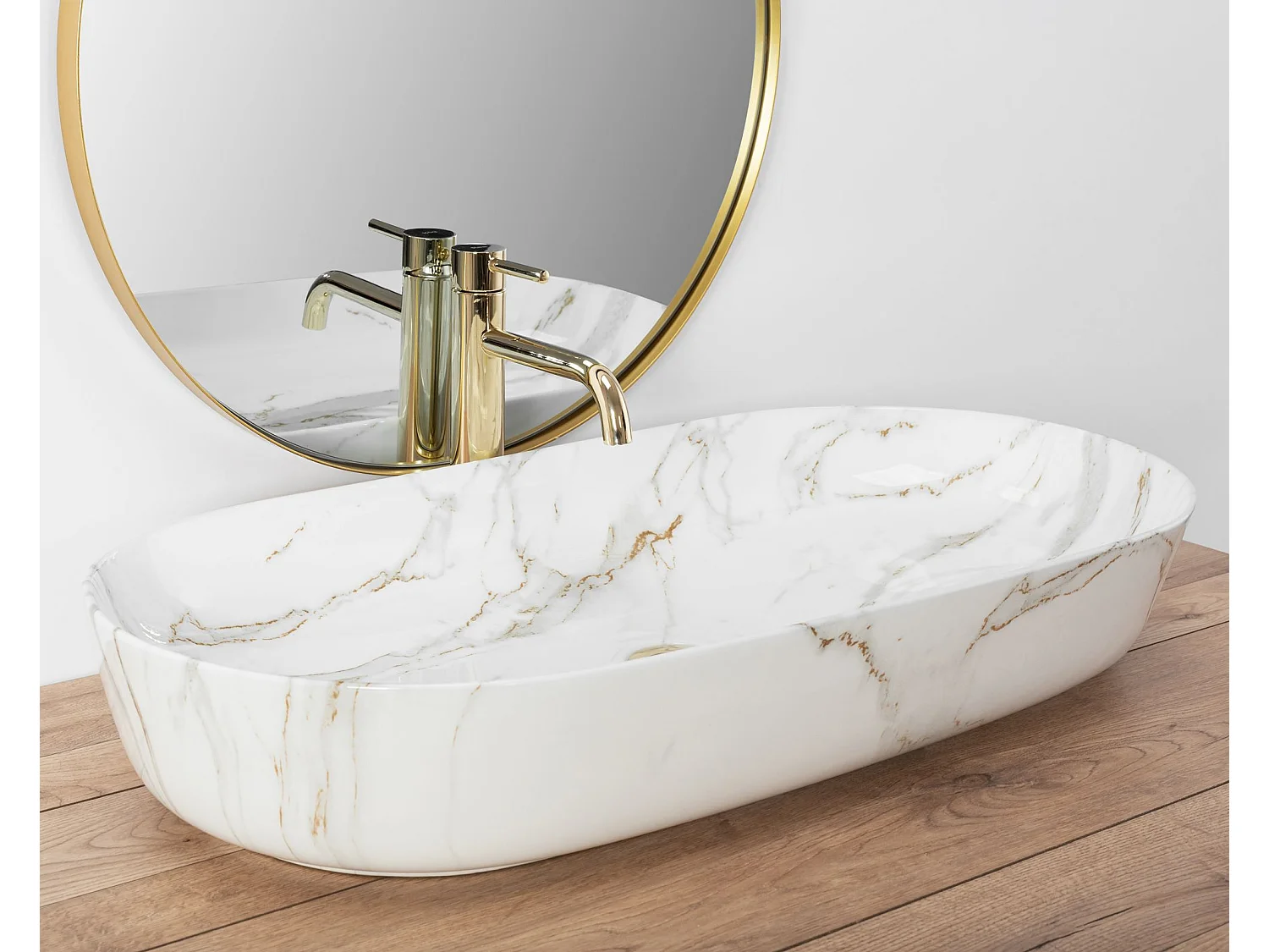 Lavabo Da Appoggio Rea Cleo 81 Shiny Aiax White