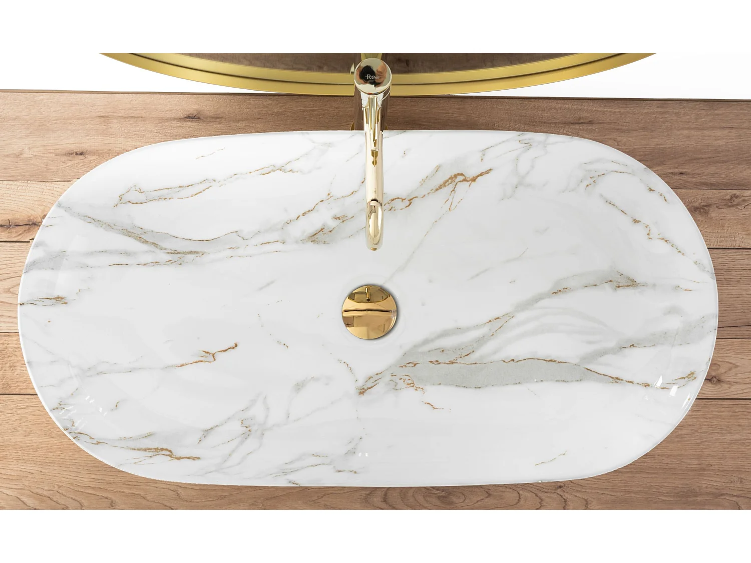 Lavabo Da Appoggio Rea Cleo 81 Shiny Aiax White