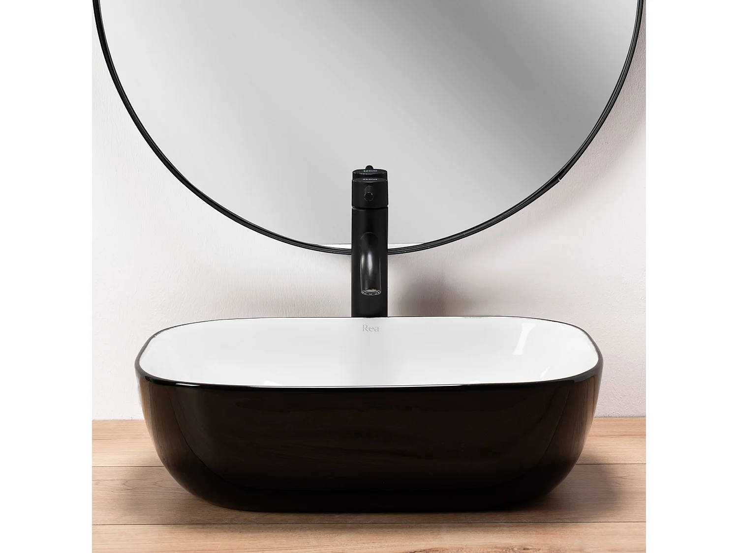 Lavabo Da Appoggio Rea Belinda Black White