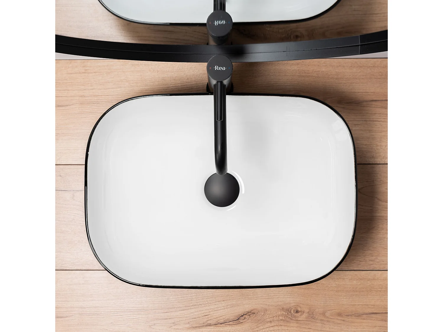 Lavabo Da Appoggio Rea Belinda Black White