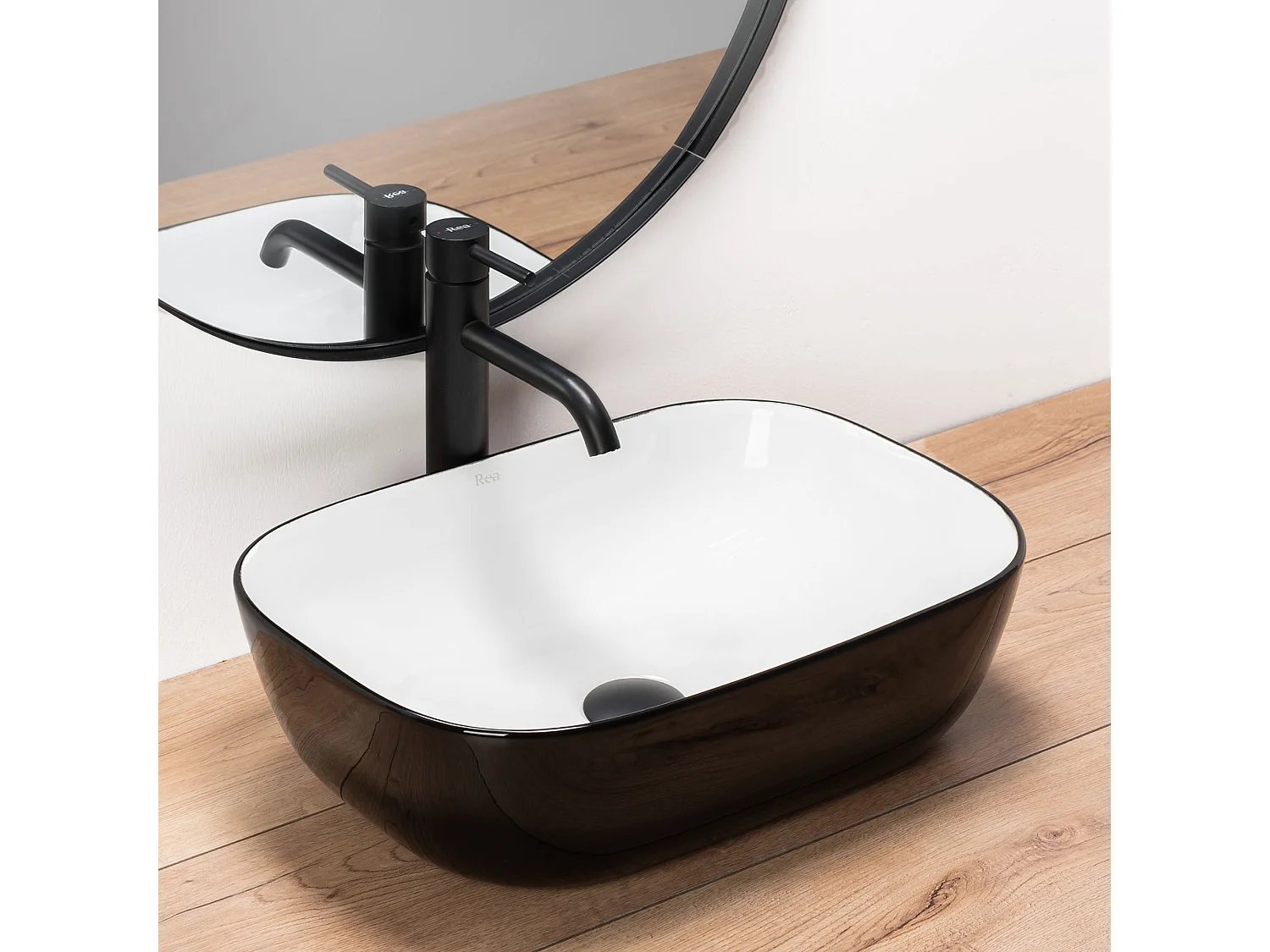 Lavabo Da Appoggio Rea Belinda Black White