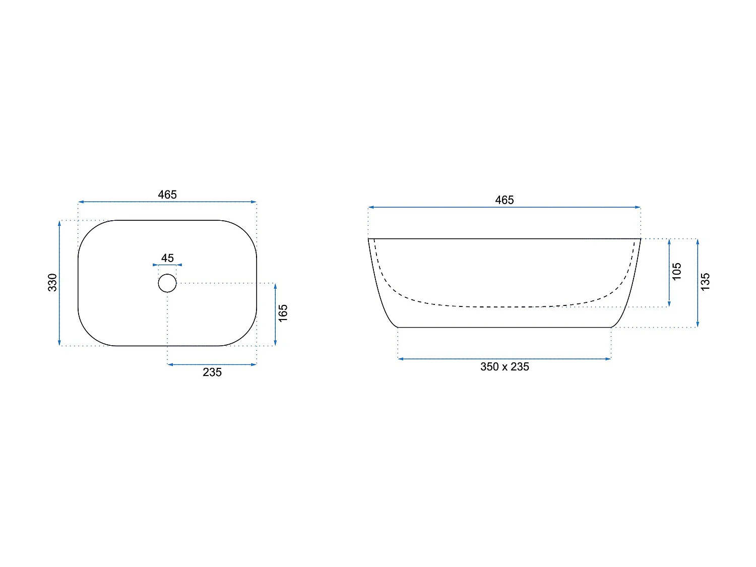 Lavabo Da Appoggio Rea Belinda Black White