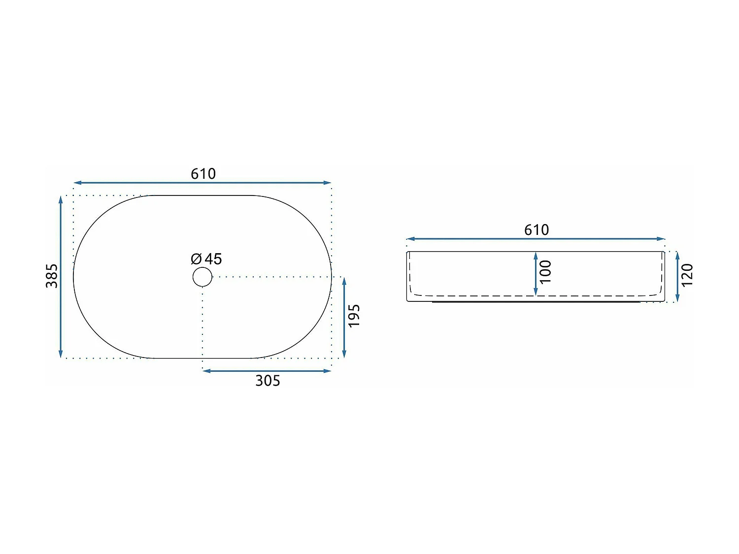 Opzetwastafel Rea Nadia 60 Stone Black