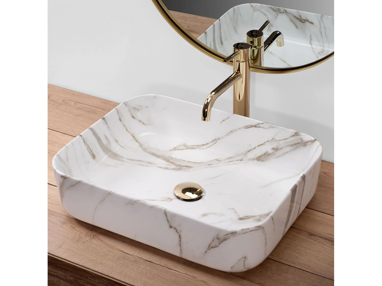 Lavabo Sobre Encimera Rea Demi Shiny Aiax White