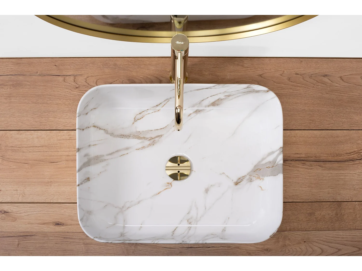 Lavabo Sobre Encimera Rea Demi Shiny Aiax White