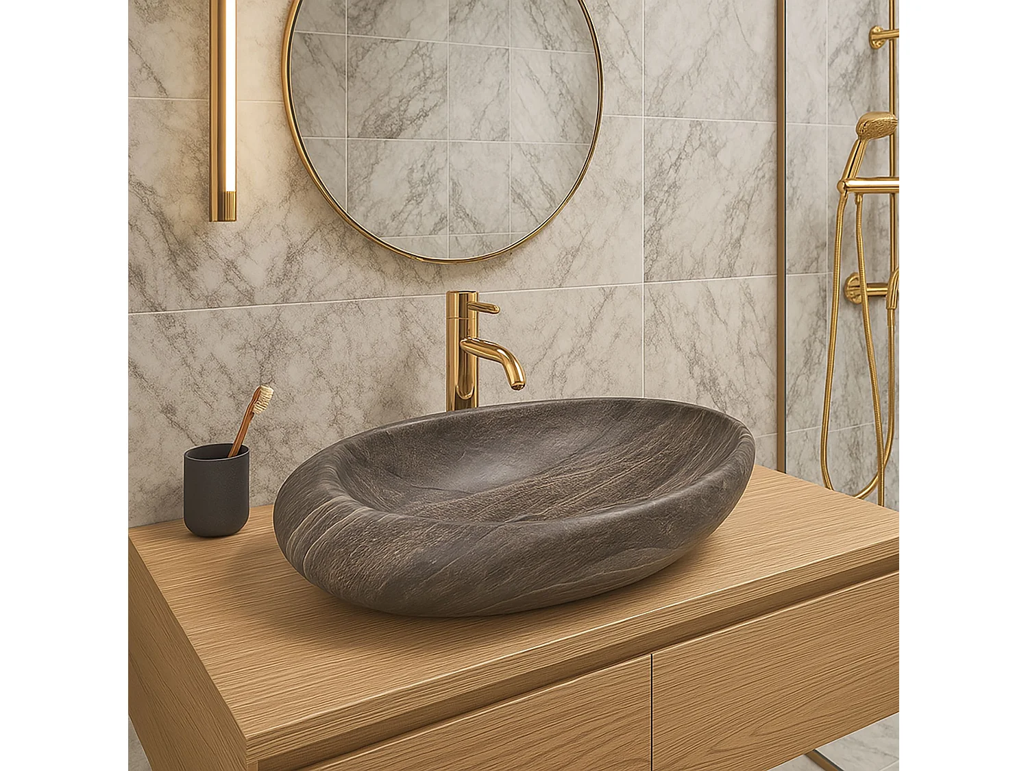 Lavabo Da Appoggio Rea Roxy A Stone D. Grey