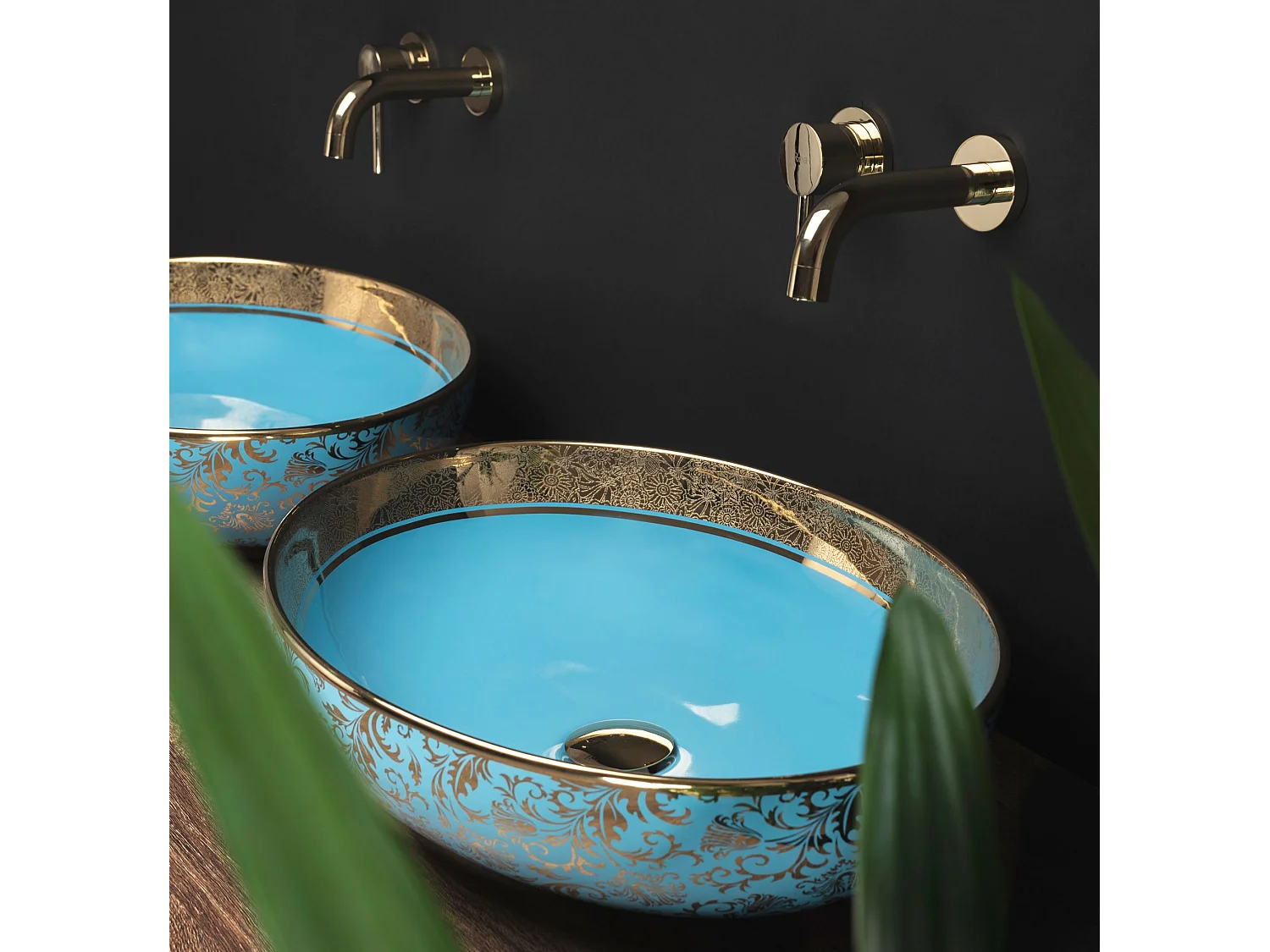 Vasque À Poser Rea Margot Blue Gold