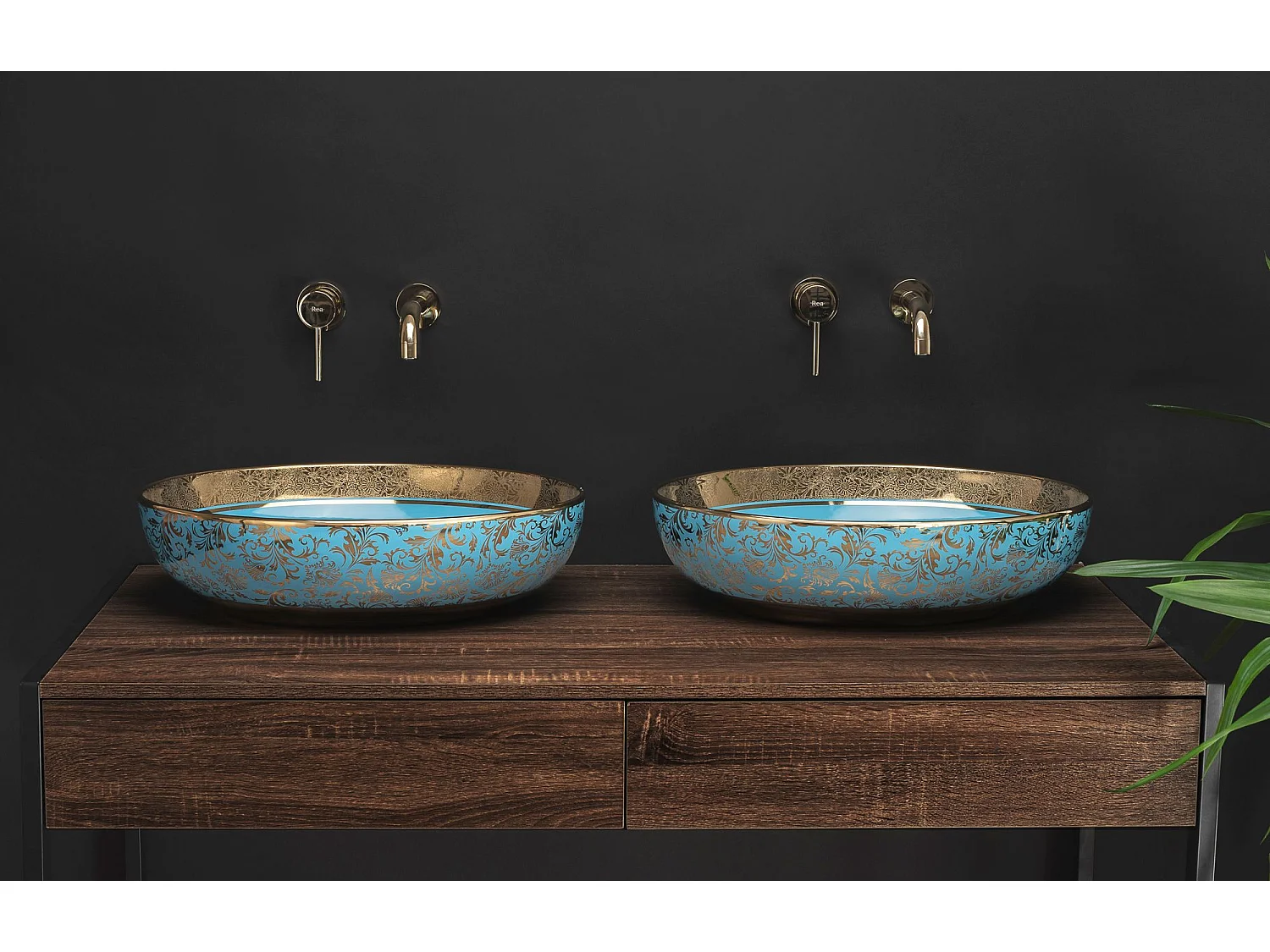 Vasque À Poser Rea Margot Blue Gold