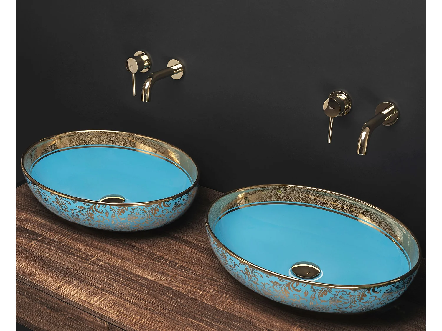 Vasque À Poser Rea Margot Blue Gold