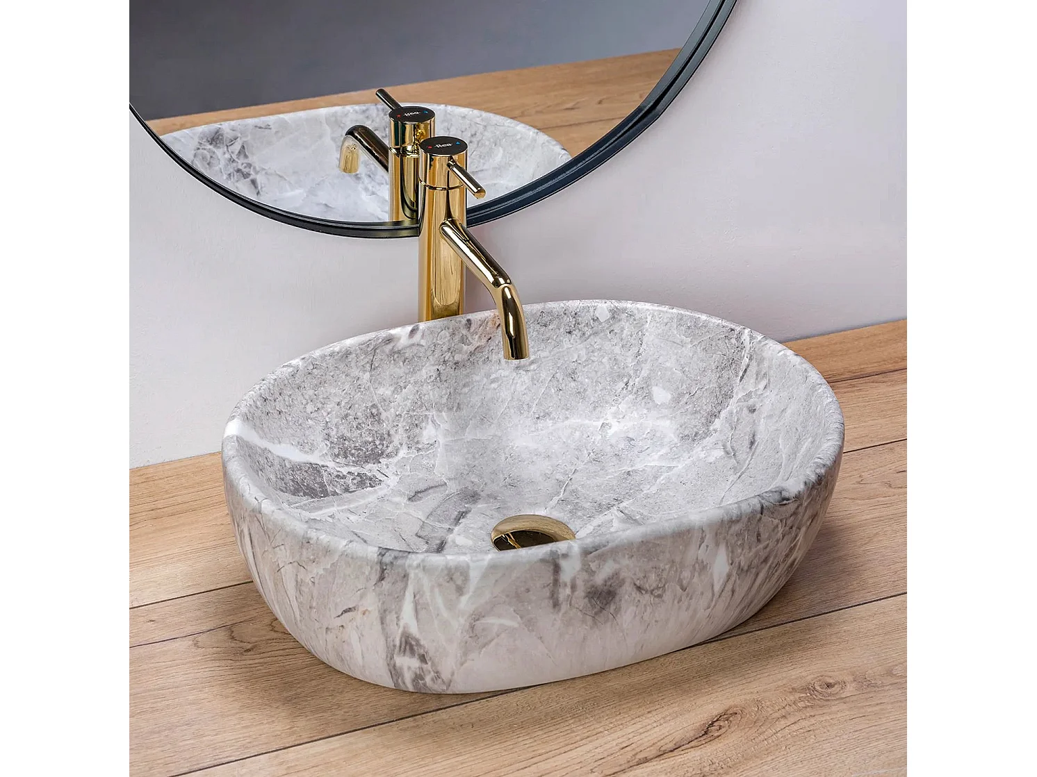 Lavabo Sobre Encimera Rea Lara Stone Beige