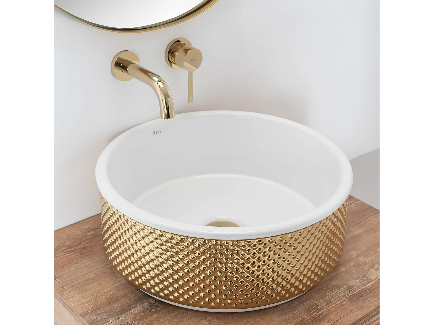 Lavabo Sobre Encimera Rea Helen White Gold