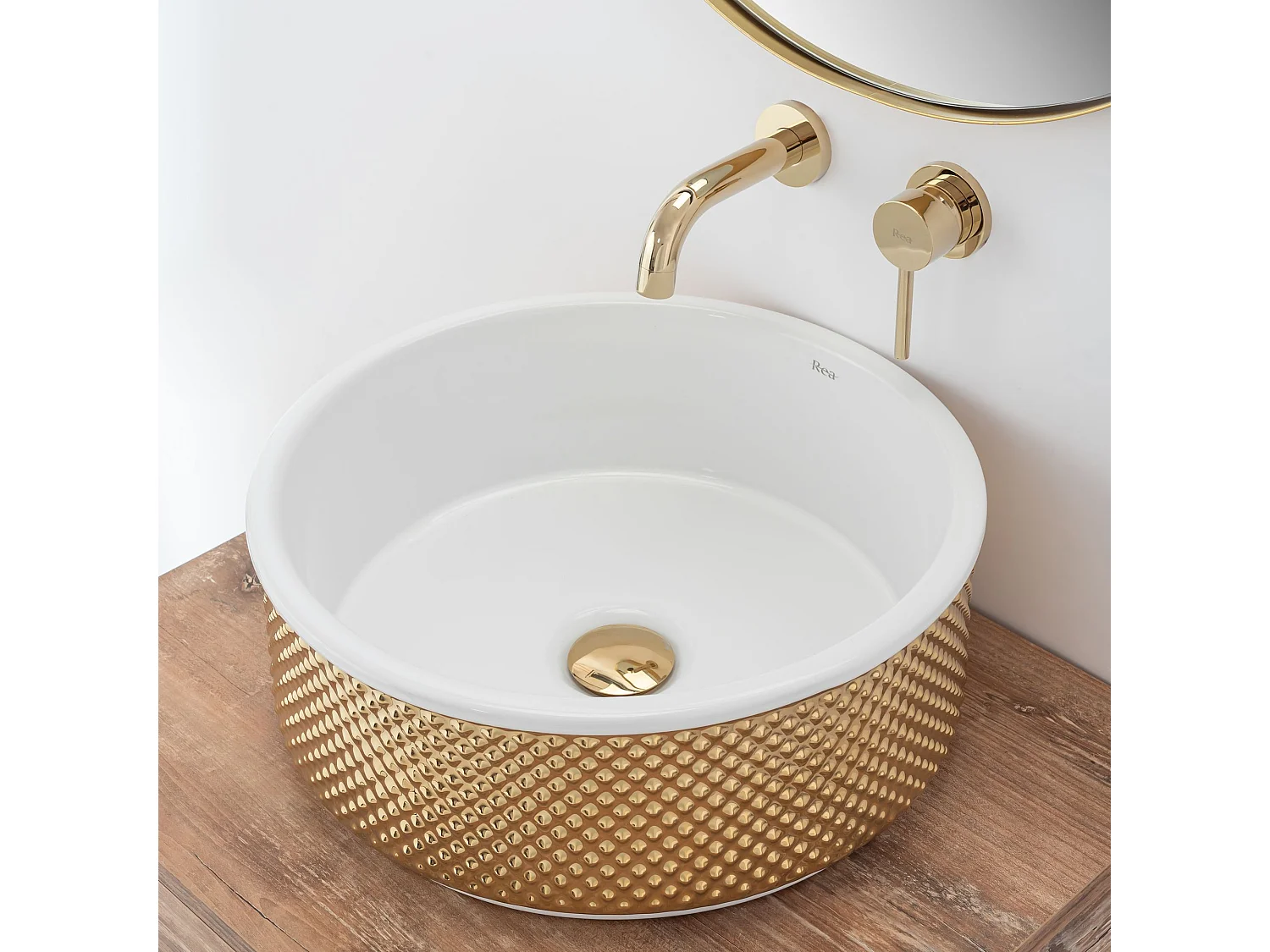 Lavabo Sobre Encimera Rea Helen White Gold