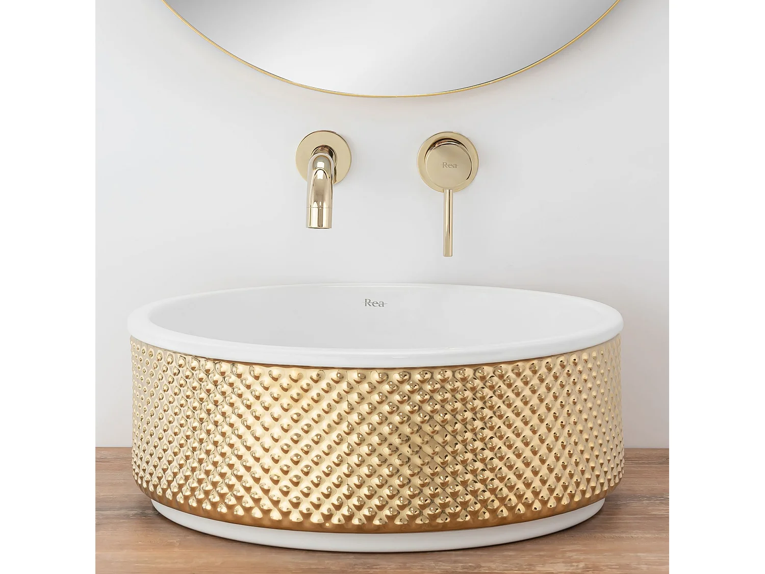 Lavabo Sobre Encimera Rea Helen White Gold