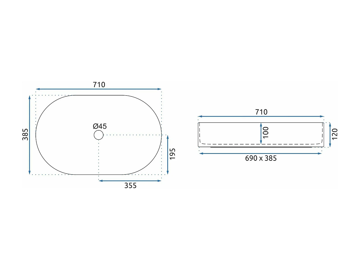 Vasque À Poser Rea Nadia 70 White