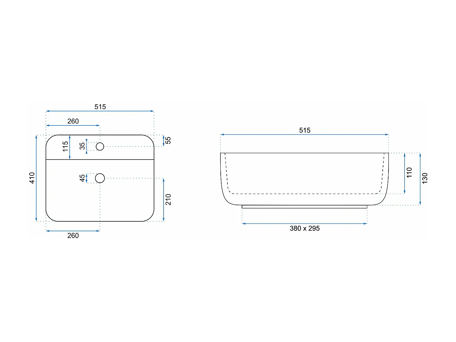 Lavabo Sobre Encimera Rea Martina White