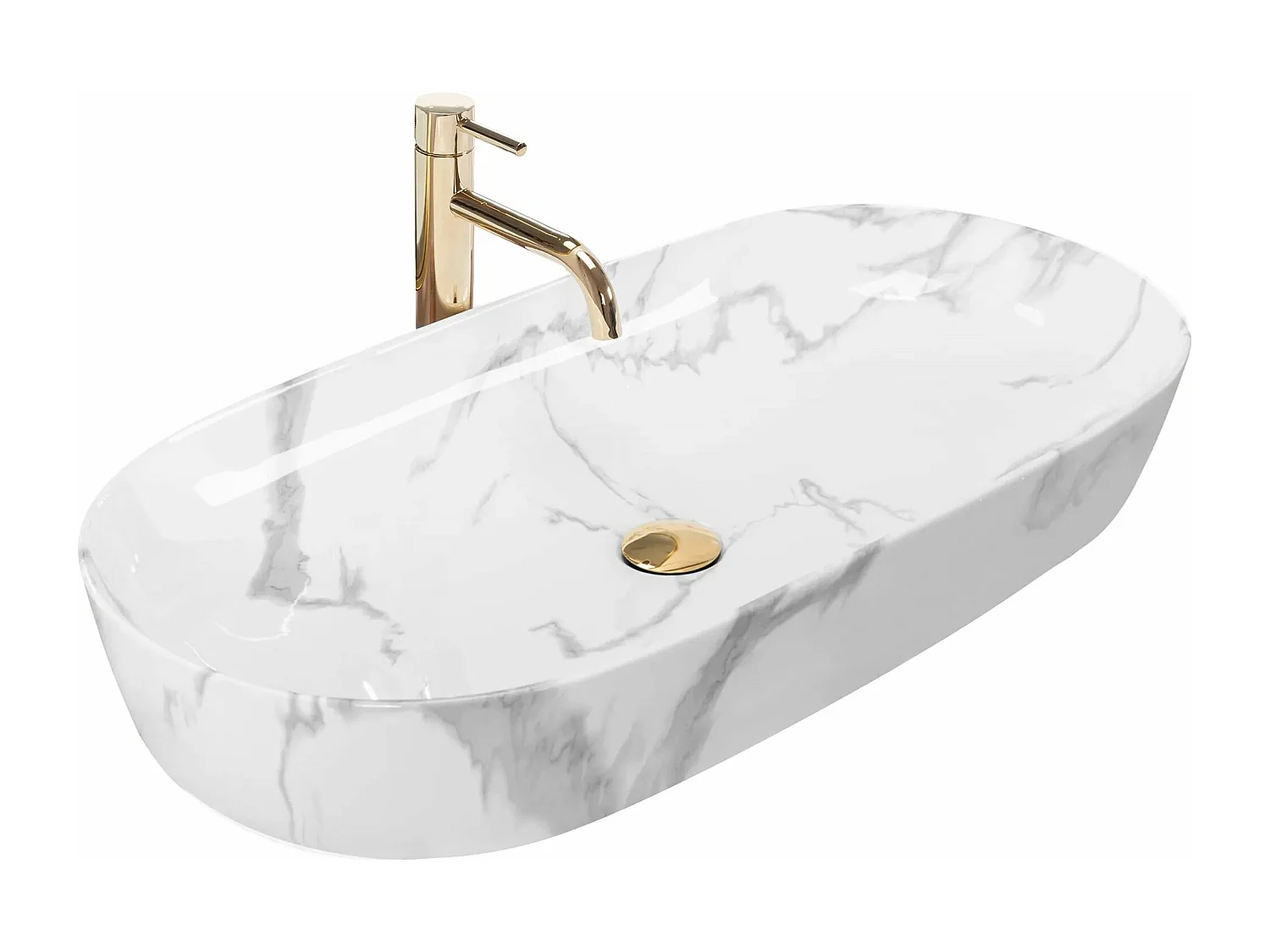 Lavabo Da Appoggio Rea Cleo 81 Marmo Shiny White