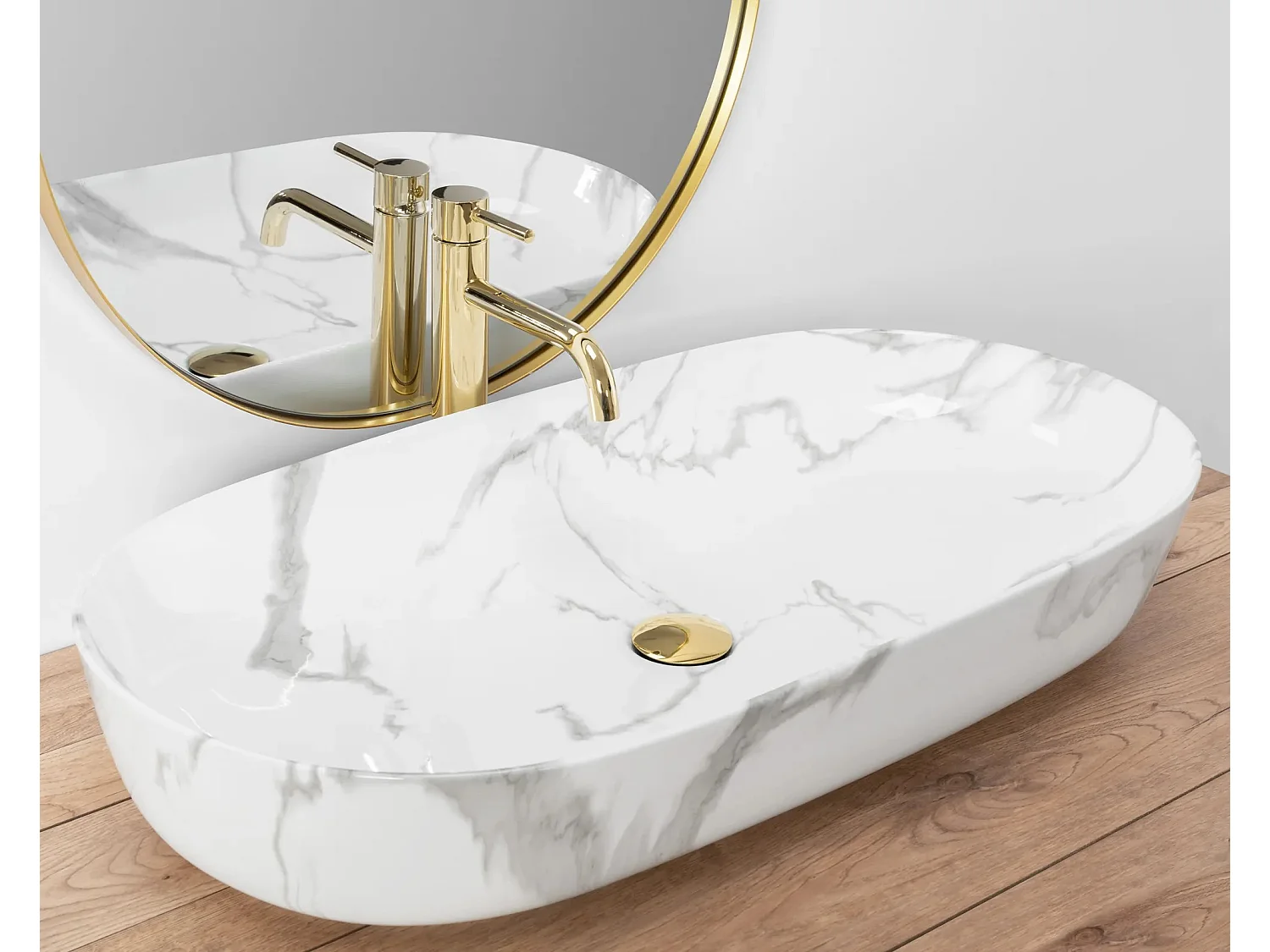 Countertop Basin Rea Cleo 81 Marmo Shiny White 81X41X13,5Cm