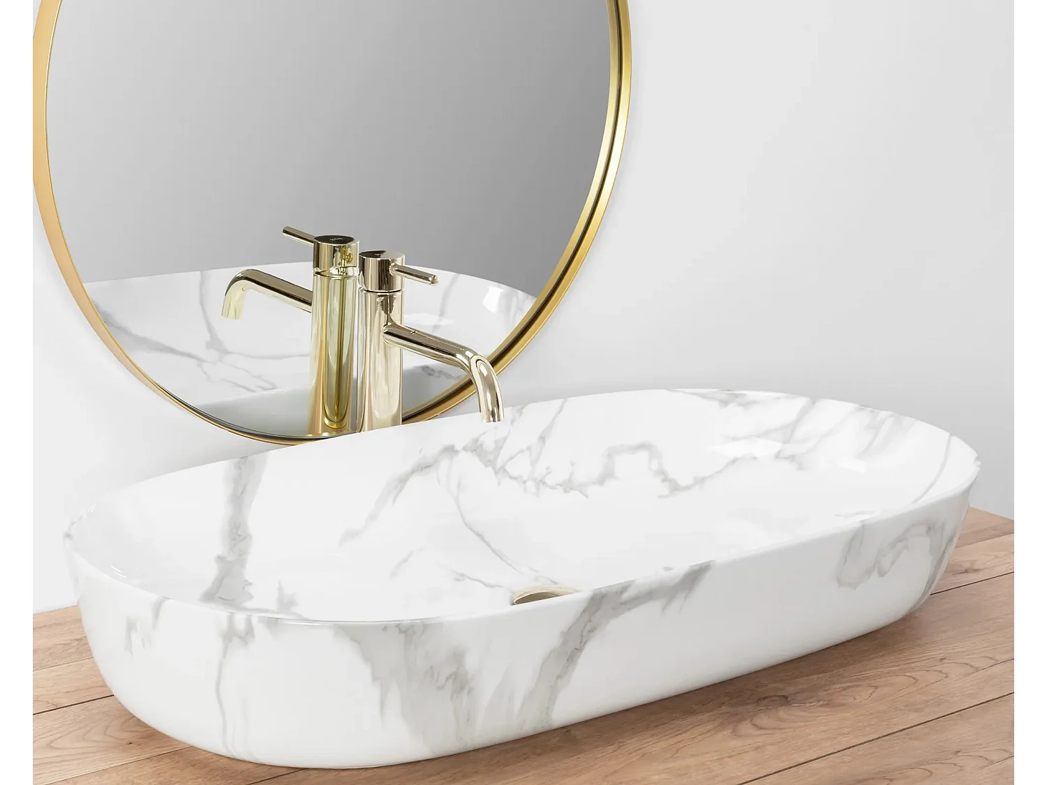 Countertop Basin Rea Cleo 81 Marmo Shiny White 81X41X13,5Cm