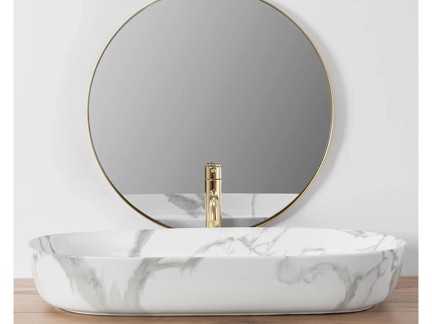 Countertop Basin Rea Cleo 81 Marmo Shiny White 81X41X13,5Cm