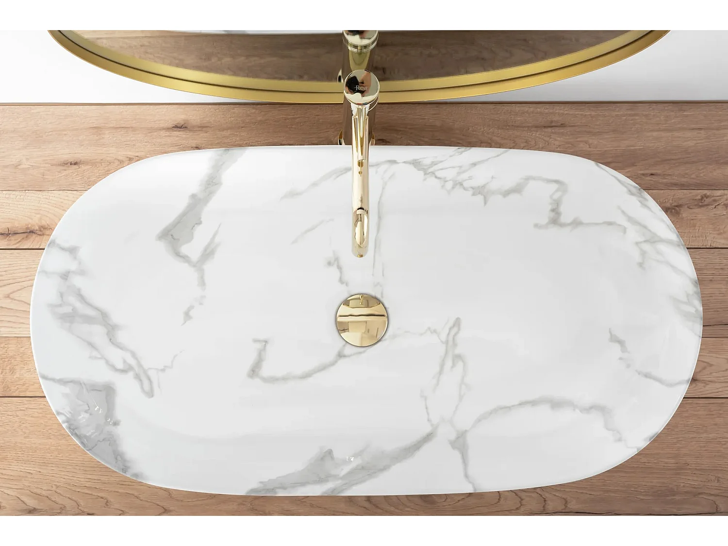 Countertop Basin Rea Cleo 81 Marmo Shiny White 81X41X13,5Cm