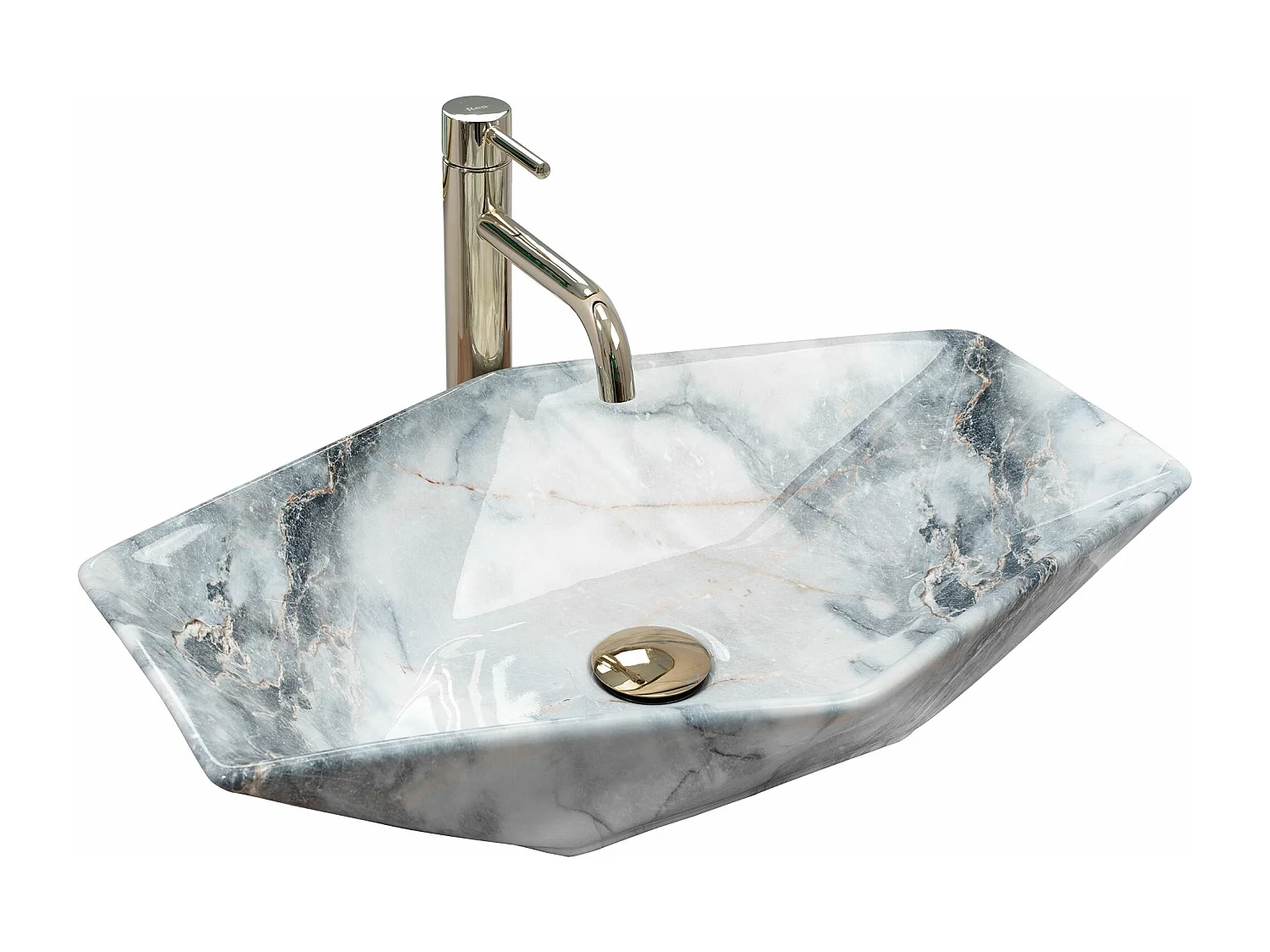 Aufsatzwaschbecken Rea Vegas Granit Shiny Grey