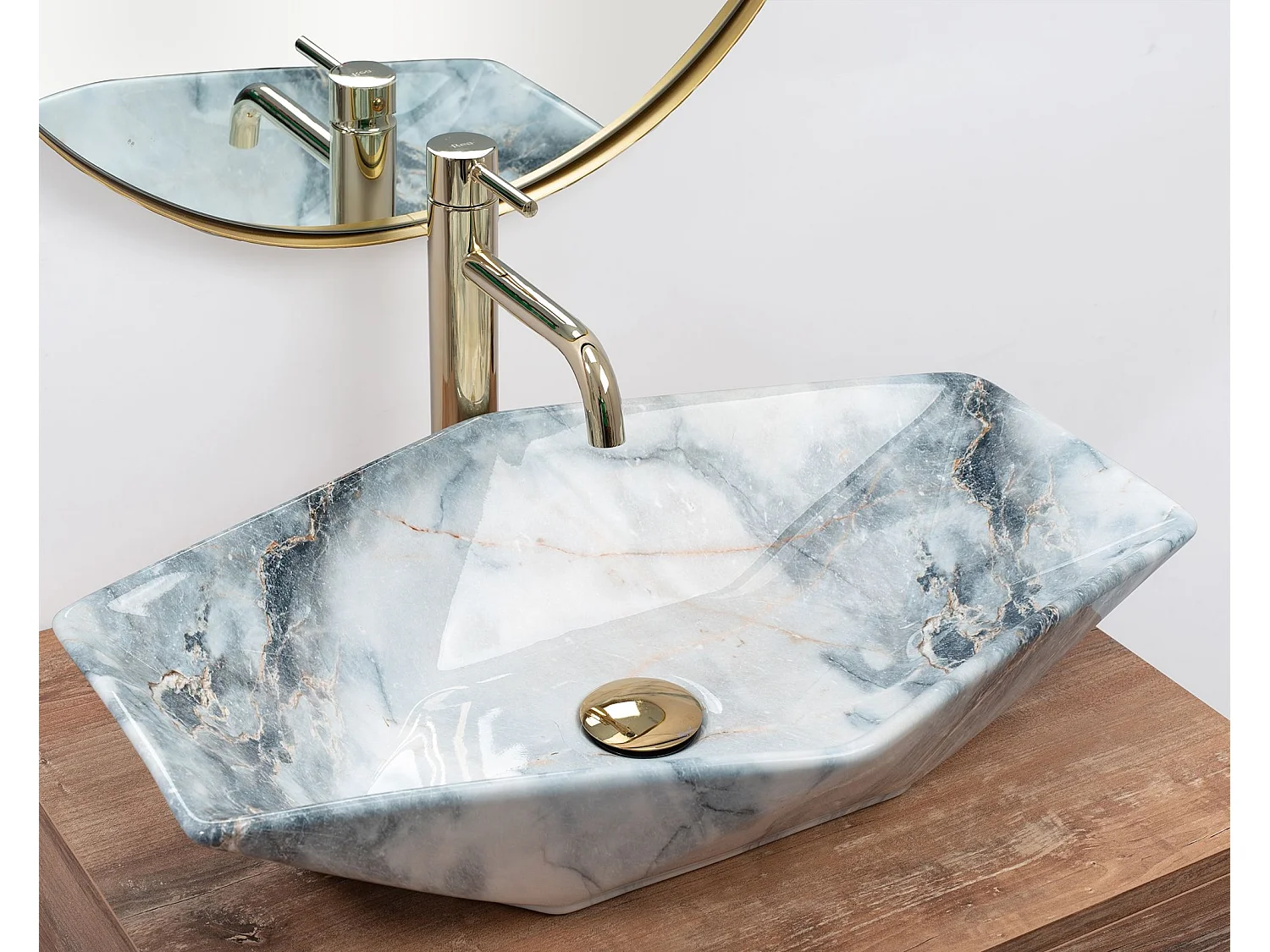 Aufsatzwaschbecken Rea Vegas Granit Shiny Grey