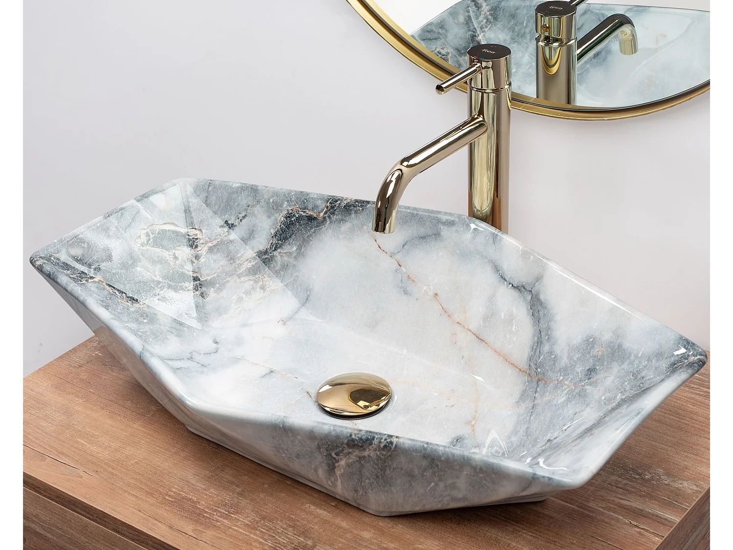 Aufsatzwaschbecken Rea Vegas Granit Shiny Grey