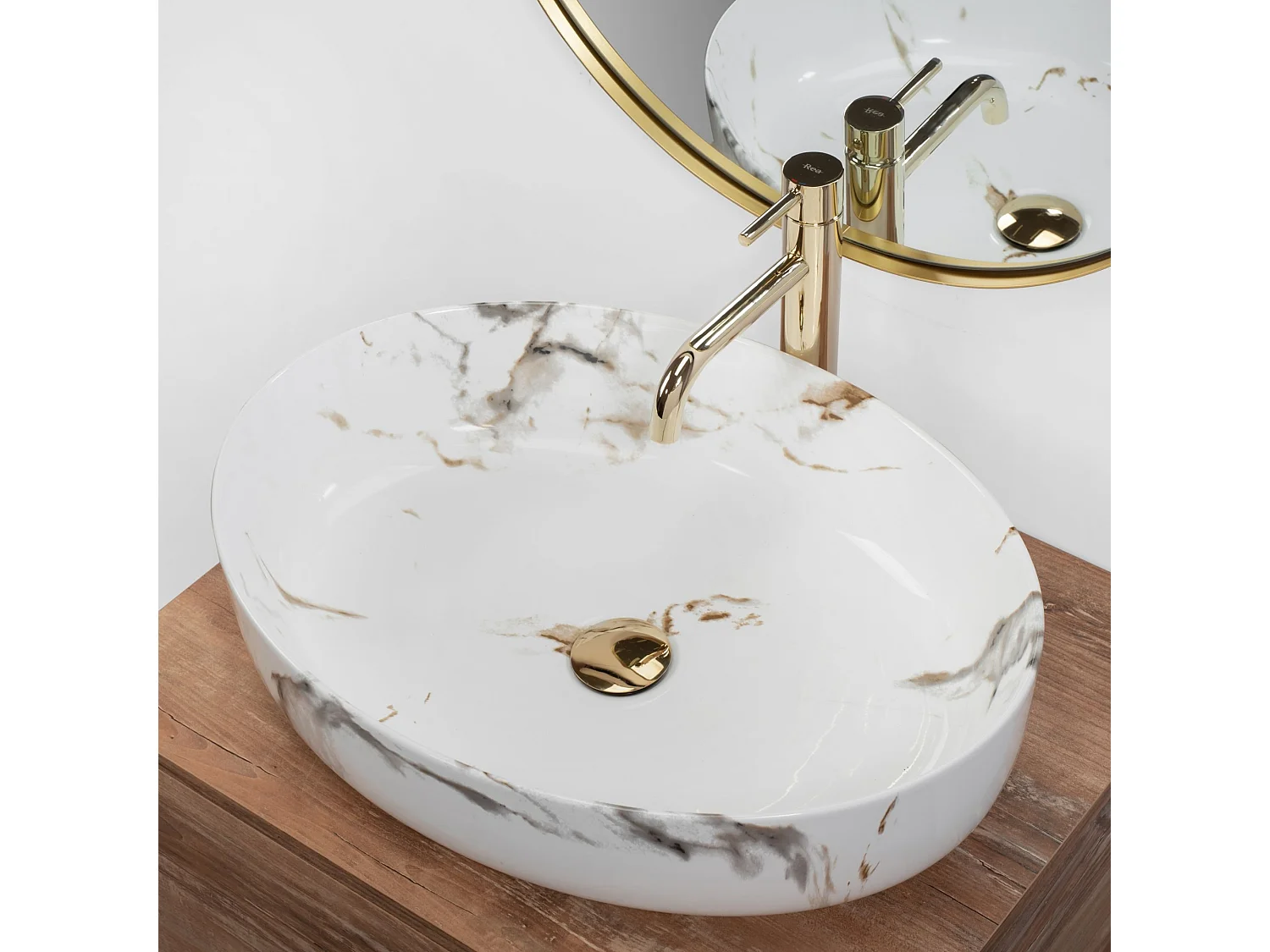 Lavabo Da Appoggio Rea Queen Carrara Shiny White