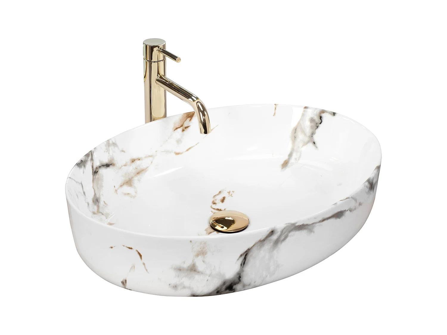 Opzetwastafel Rea Queen Carrara Shiny White