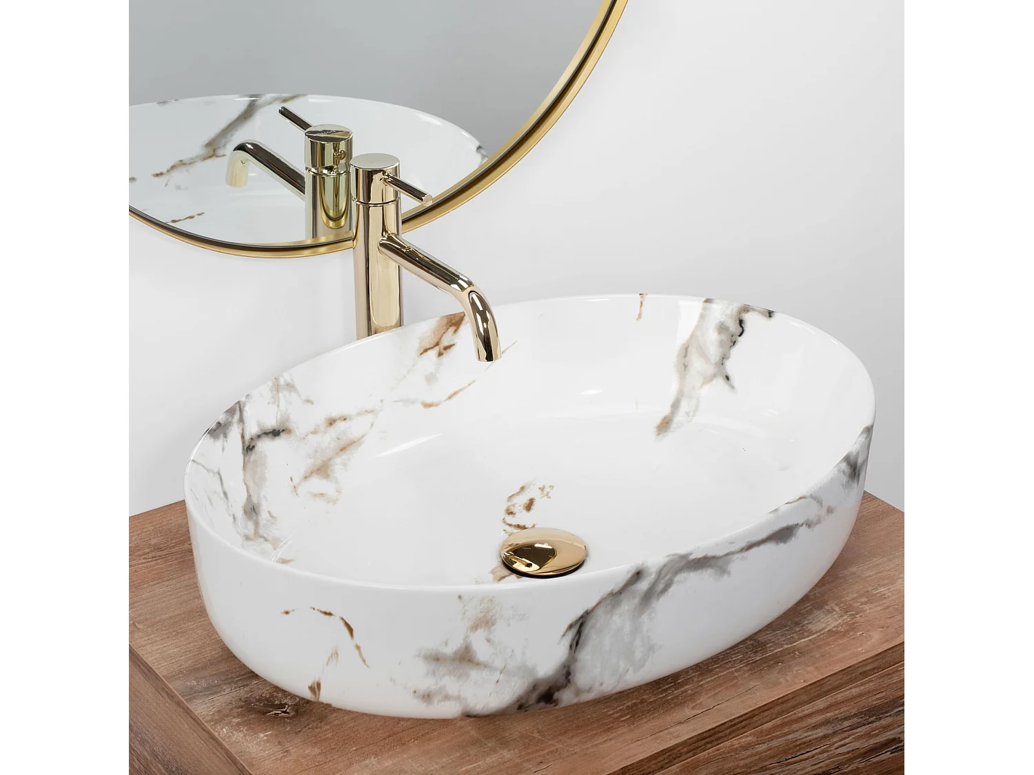 Aufsatzwaschbecken Rea Queen Carrara Shiny White