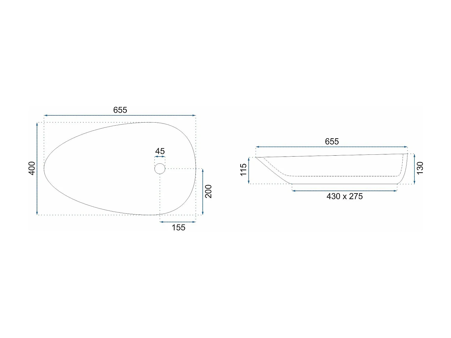 Lavabo Sobre Encimera Rea Greta 65 Bianco Shiny White