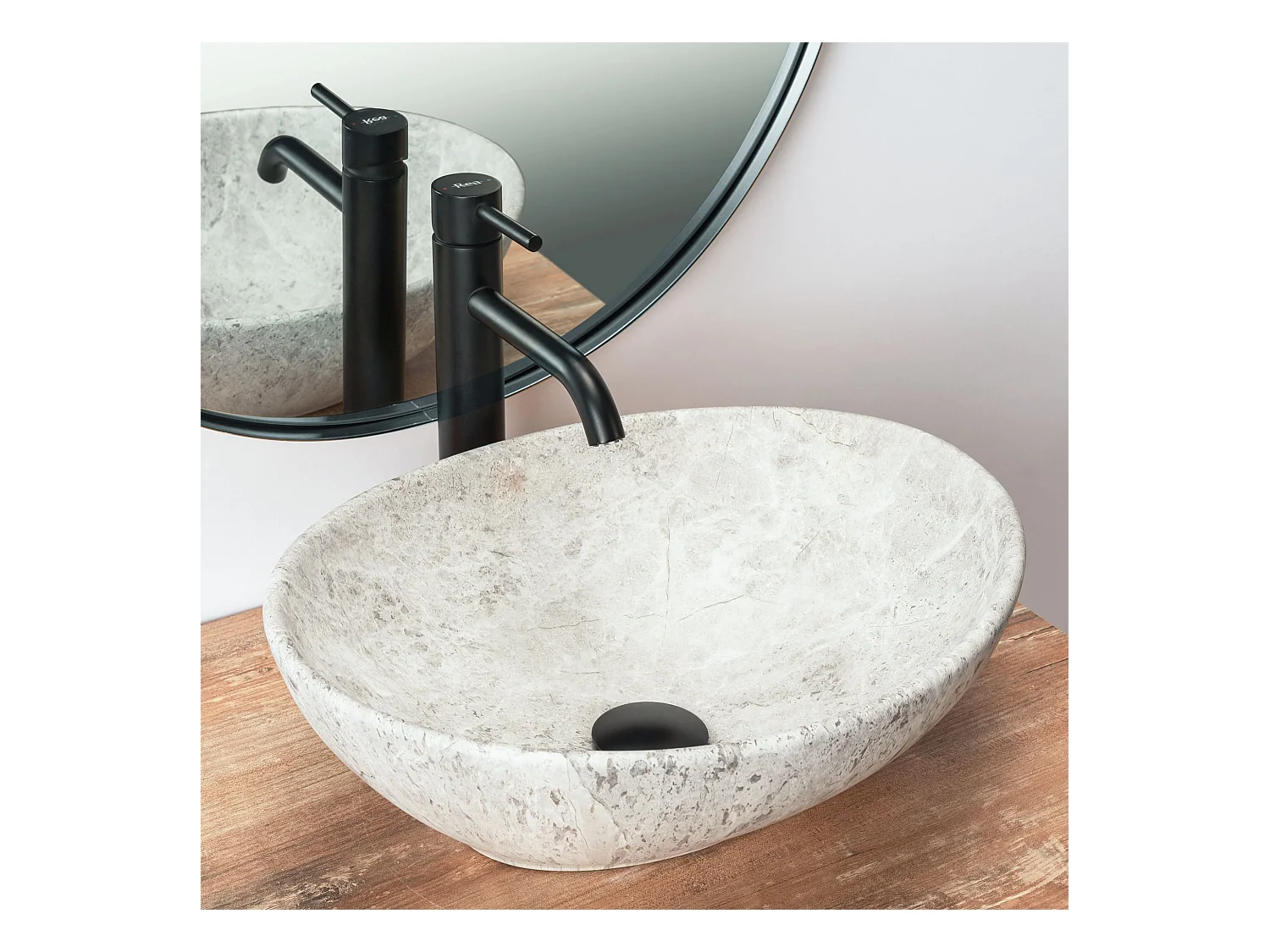 Lavabo Sobre Encimera Rea Sofia Light Stone Grey